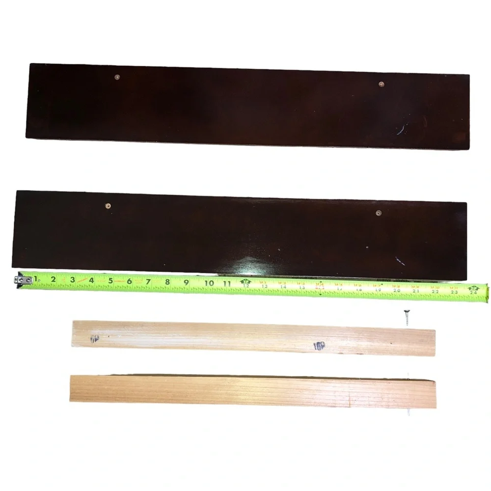 Set of 2 Wood Mahogany Floating Shelves